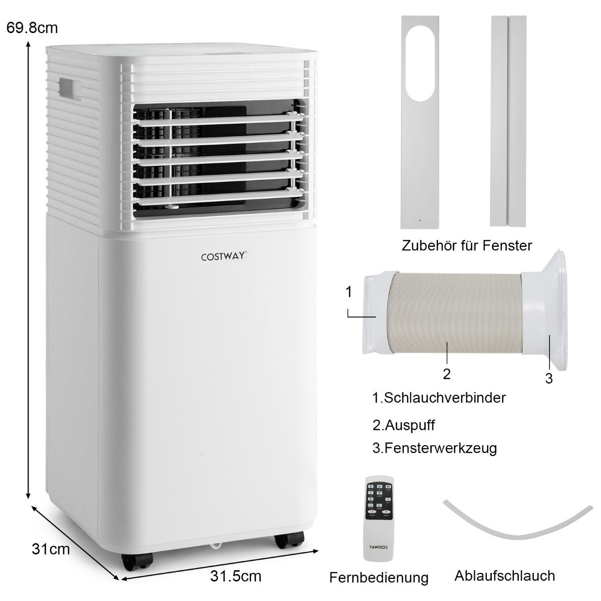 Portable Air Conditioner 4 in 1 Air Cooler with White LED Display 7000 BTU
