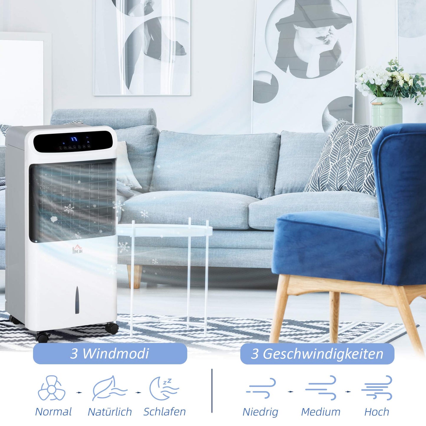 Portable Air Cooler with Ice Box, 3 Modes, 12L Tank
