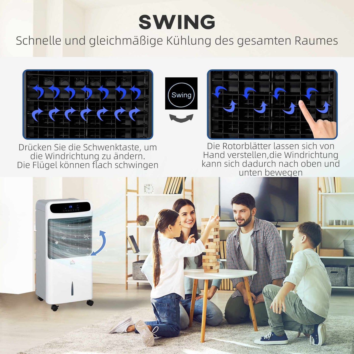 Portable Air Cooler with Ice Box, 3 Modes, 12L Tank