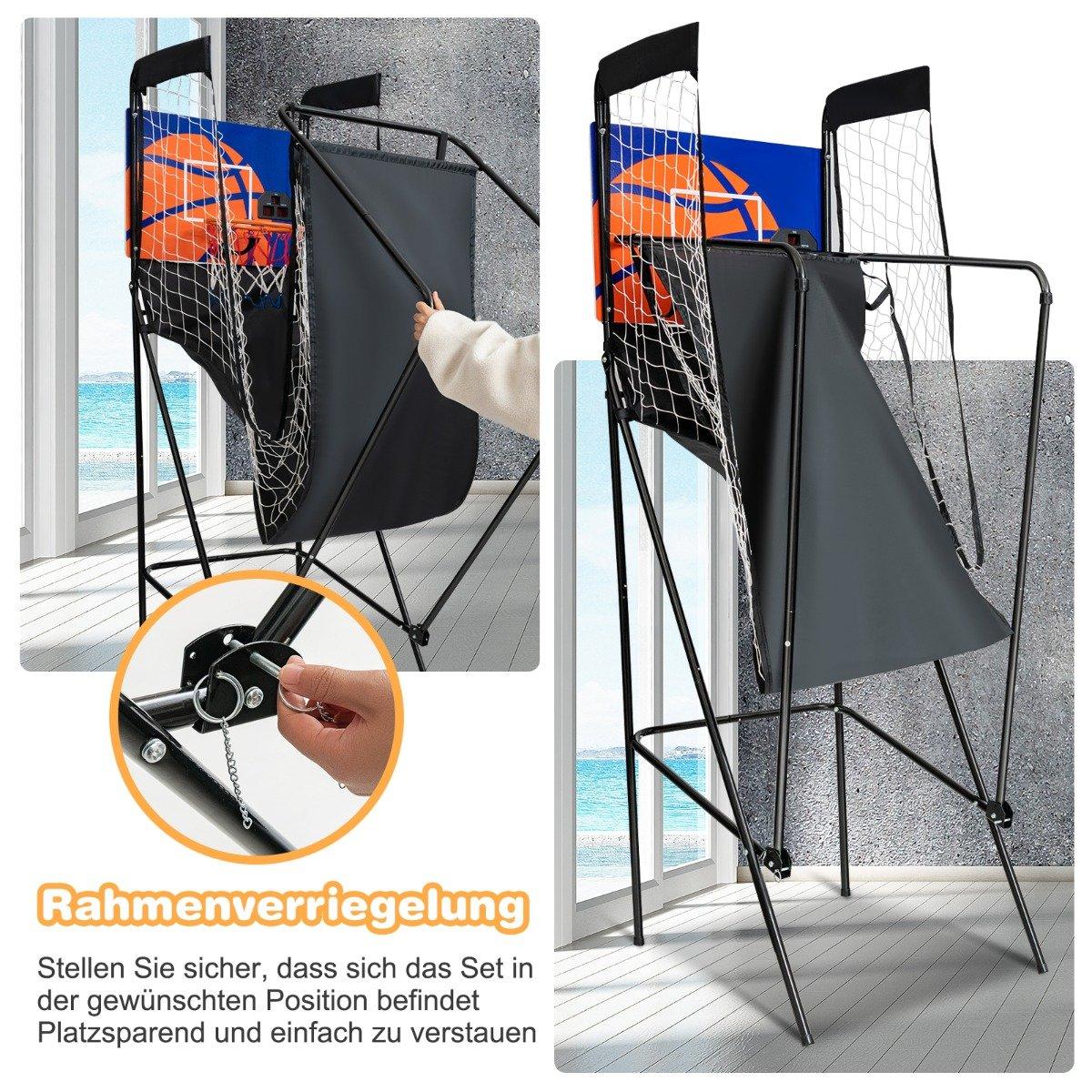 Portable Arcade Basketball Game Basketball Machine for Kids 208 x 62 x 207 cm Black