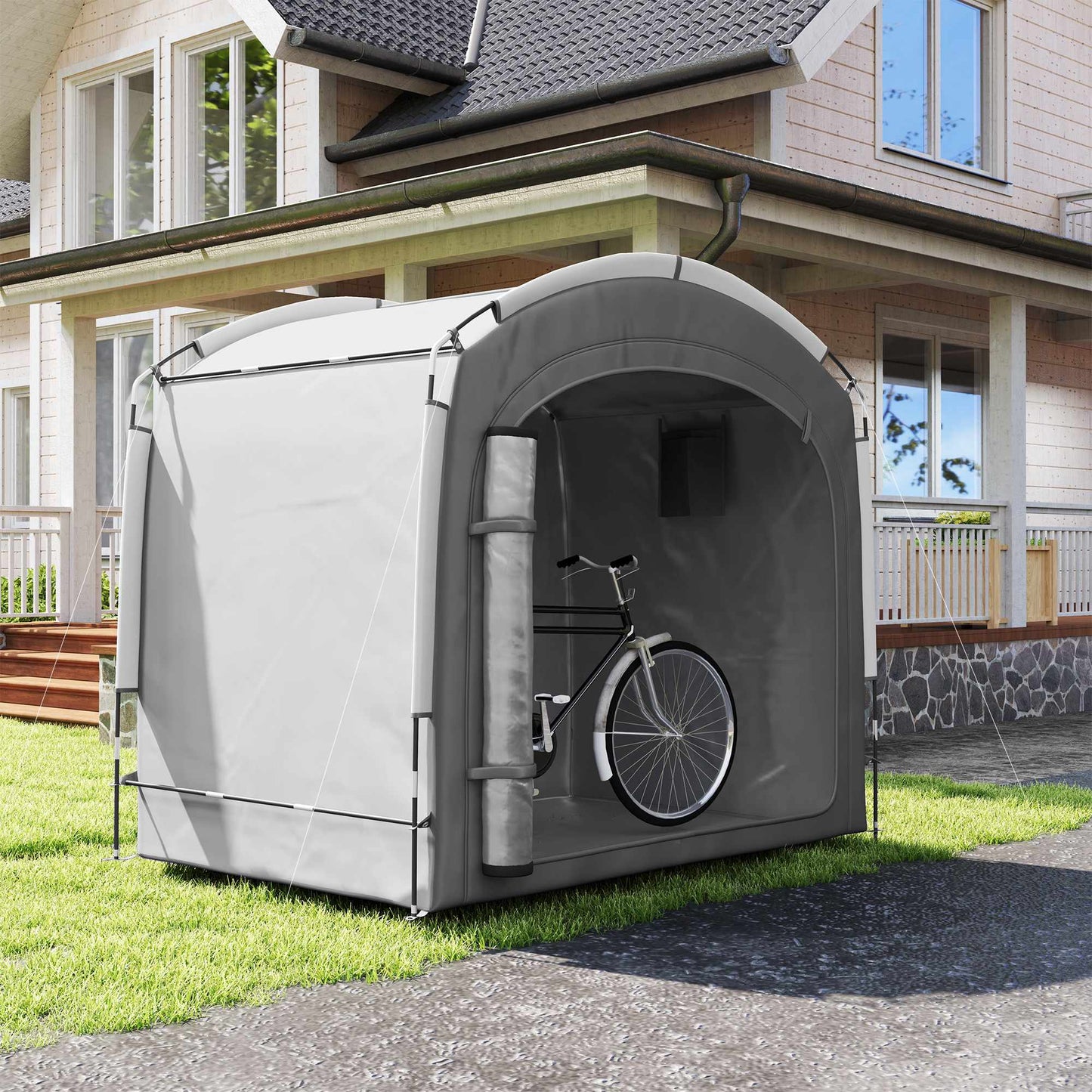 Portable Bike Storage Tent for 3-4 Bikes, Dark Grey