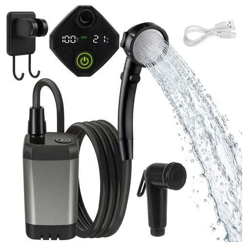 Portable Camping Shower with 6000mAh Battery and Pump