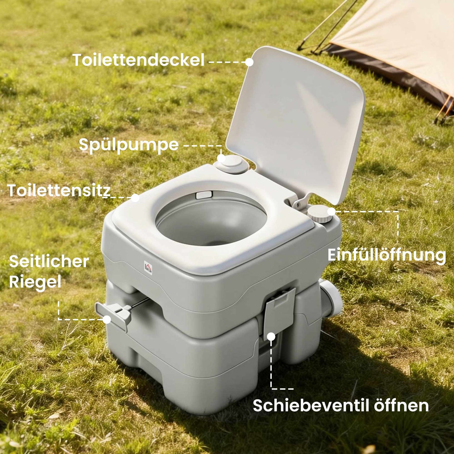 Portable Camping Toilet, 20L Waste Tank, 147kg Capacity
