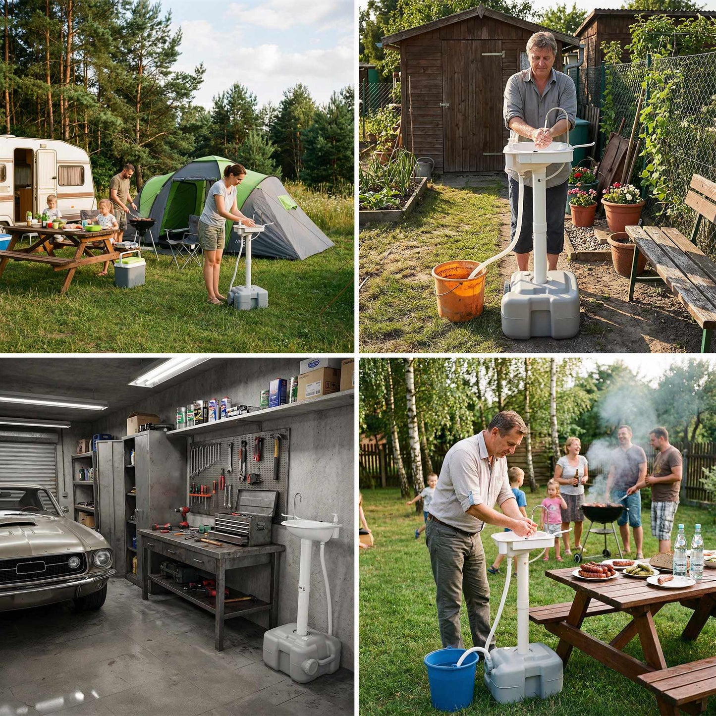 Portable Camping Washbasin, 20L Tank, USB Pump