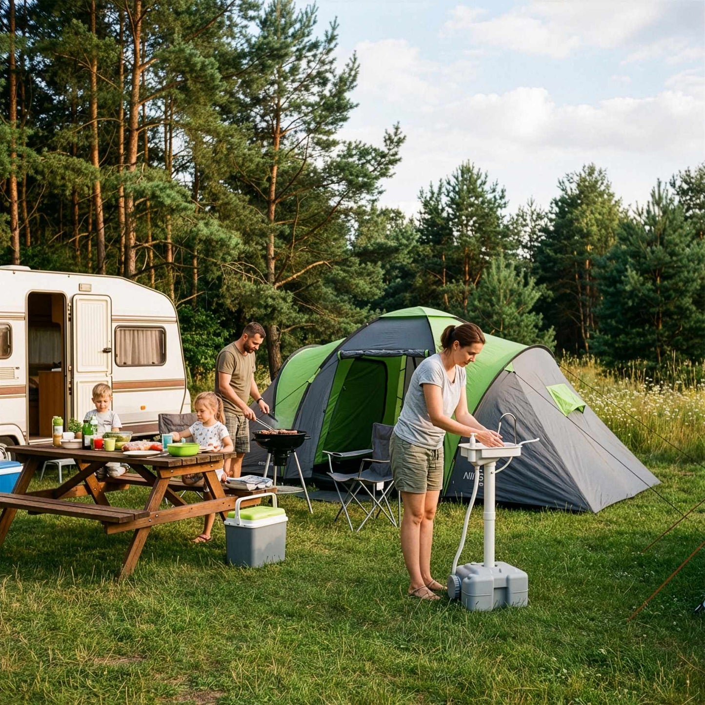 Portable Camping Washbasin, 20L Tank, USB Pump