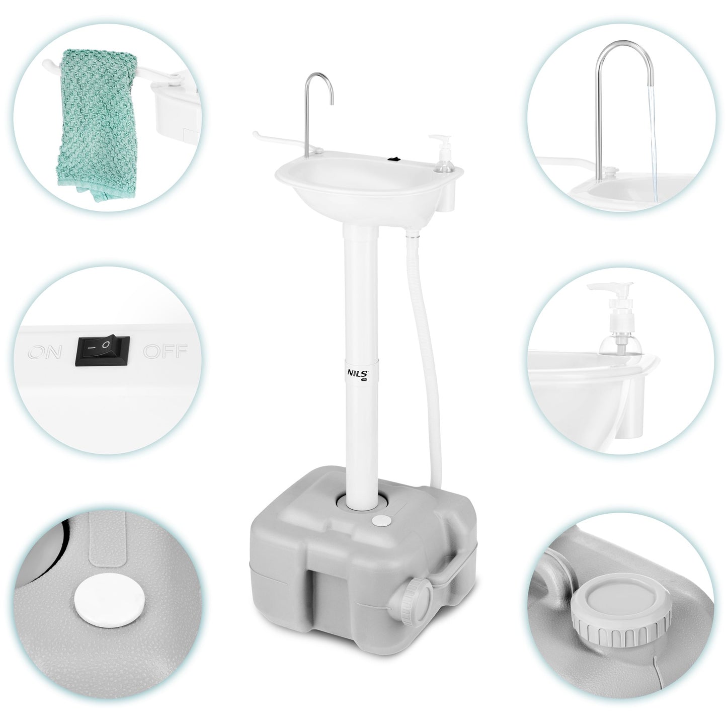 Portable Camping Washbasin, 20L Tank, USB Pump