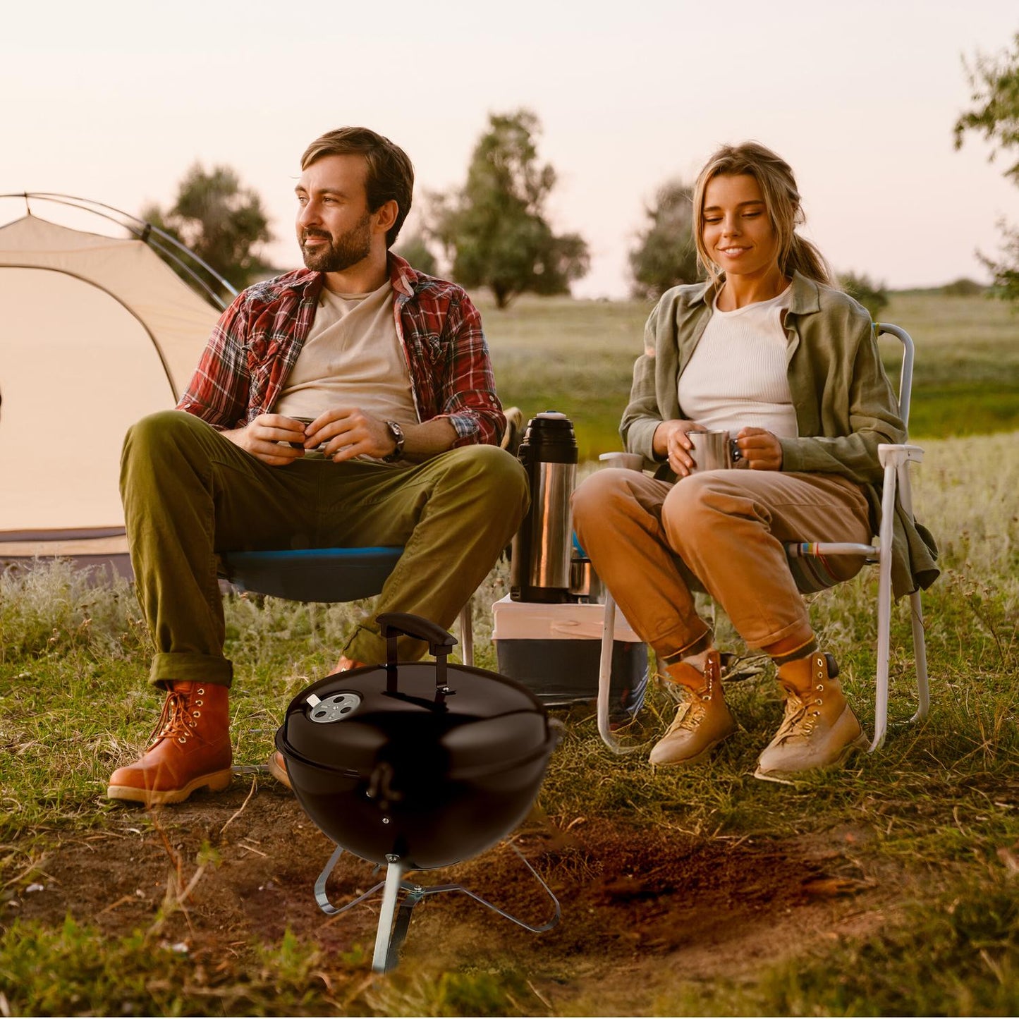 Portable Charcoal Kettle Grill, 37 cm – Ideal for Camping