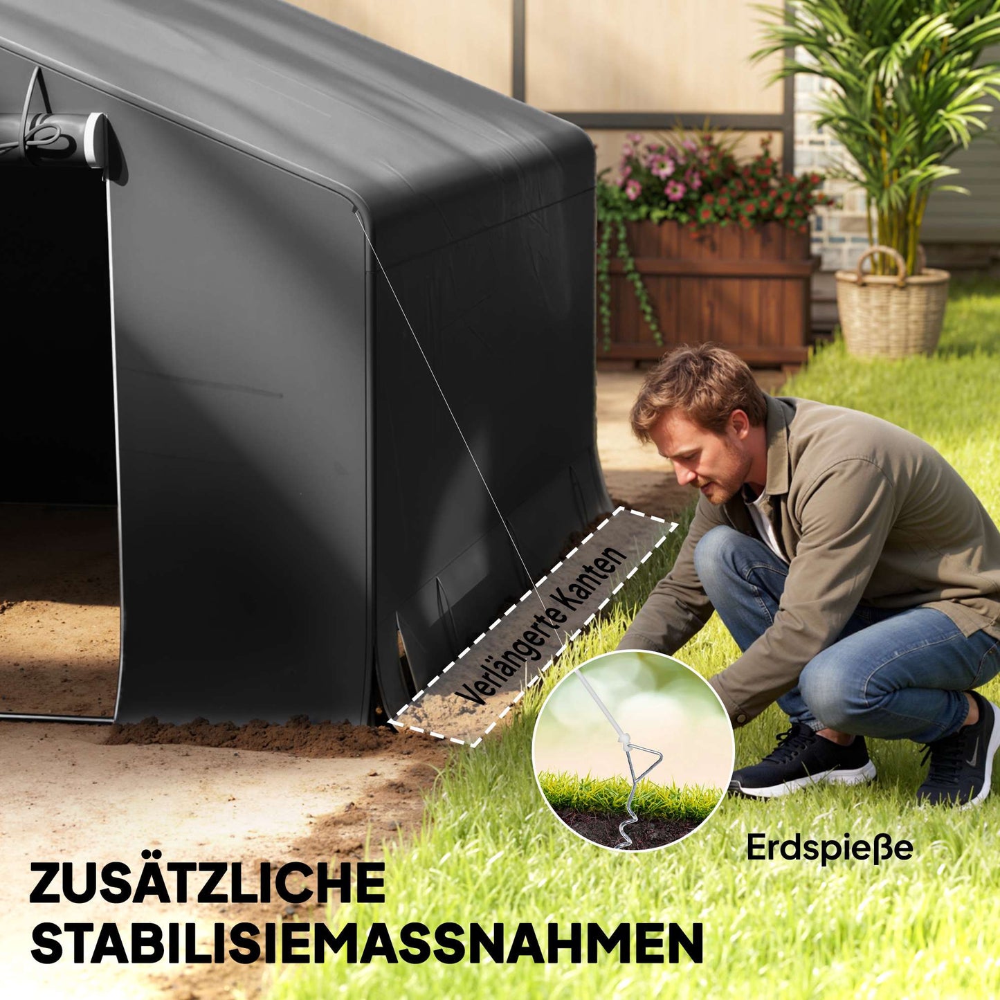 Portable Garden Shed, Bike Tent, Dark Grey, Metal Frame