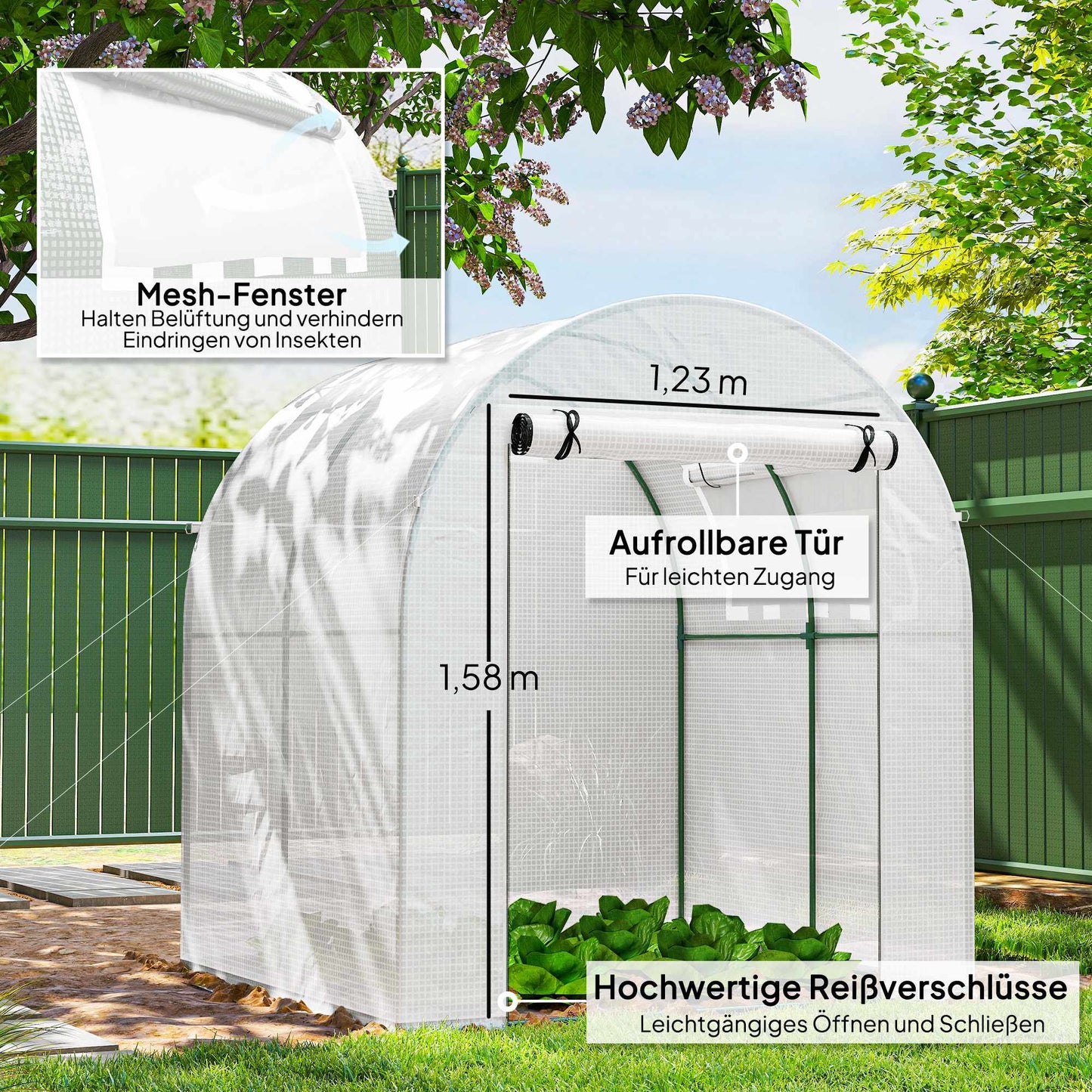Portable Greenhouse with Steel Frame, Plastic Cover, 6x6 ft