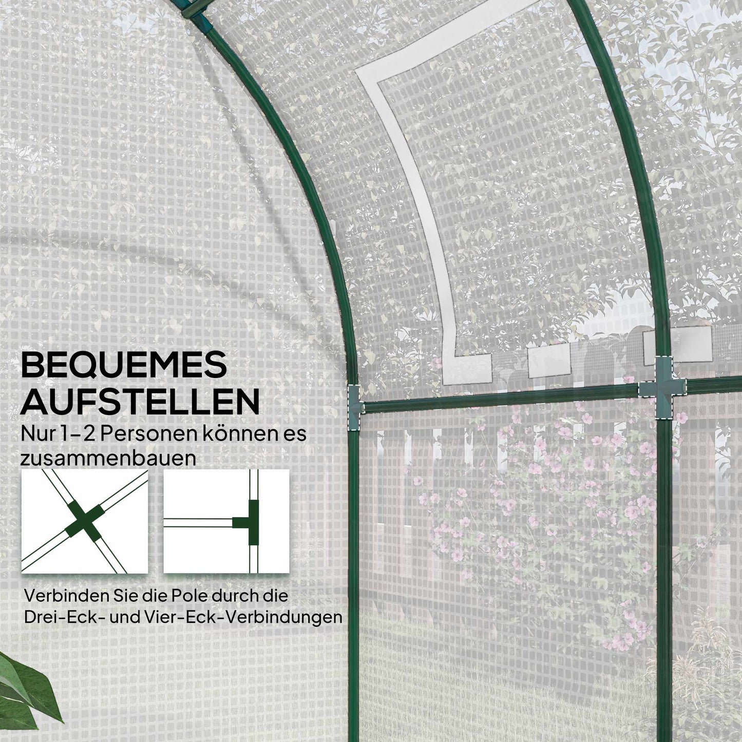 Portable Greenhouse with Steel Frame, Plastic Cover, 6x6 ft