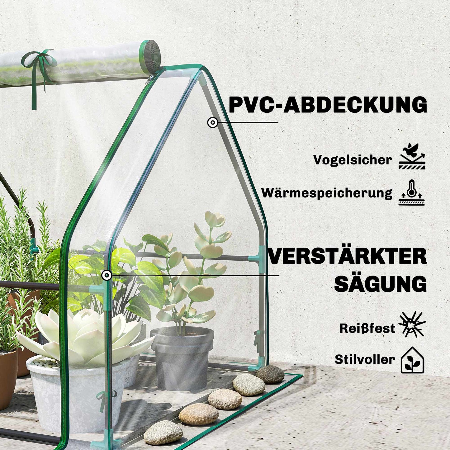 Portable Greenhouse with Zipper Doors, 180x90x90 cm, PVC Cover