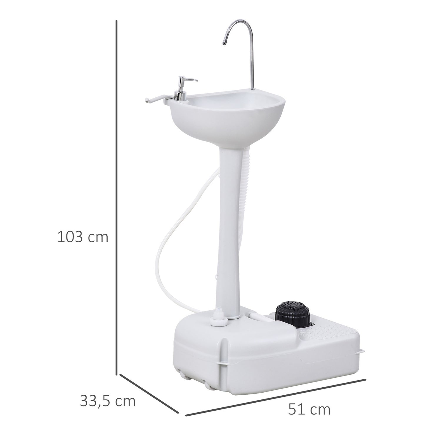 Portable outdoor camping sink with towel rack, 17L tank