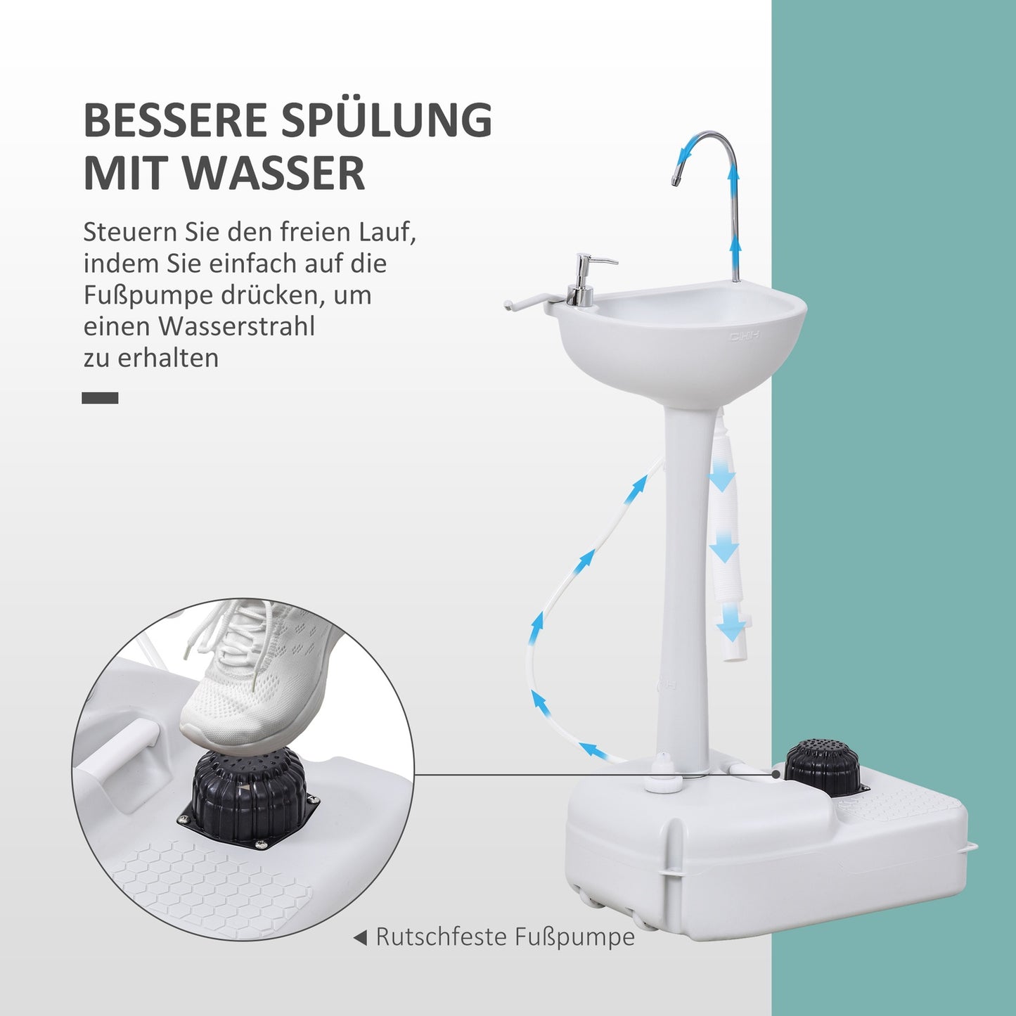 Portable outdoor camping sink with towel rack, 17L tank