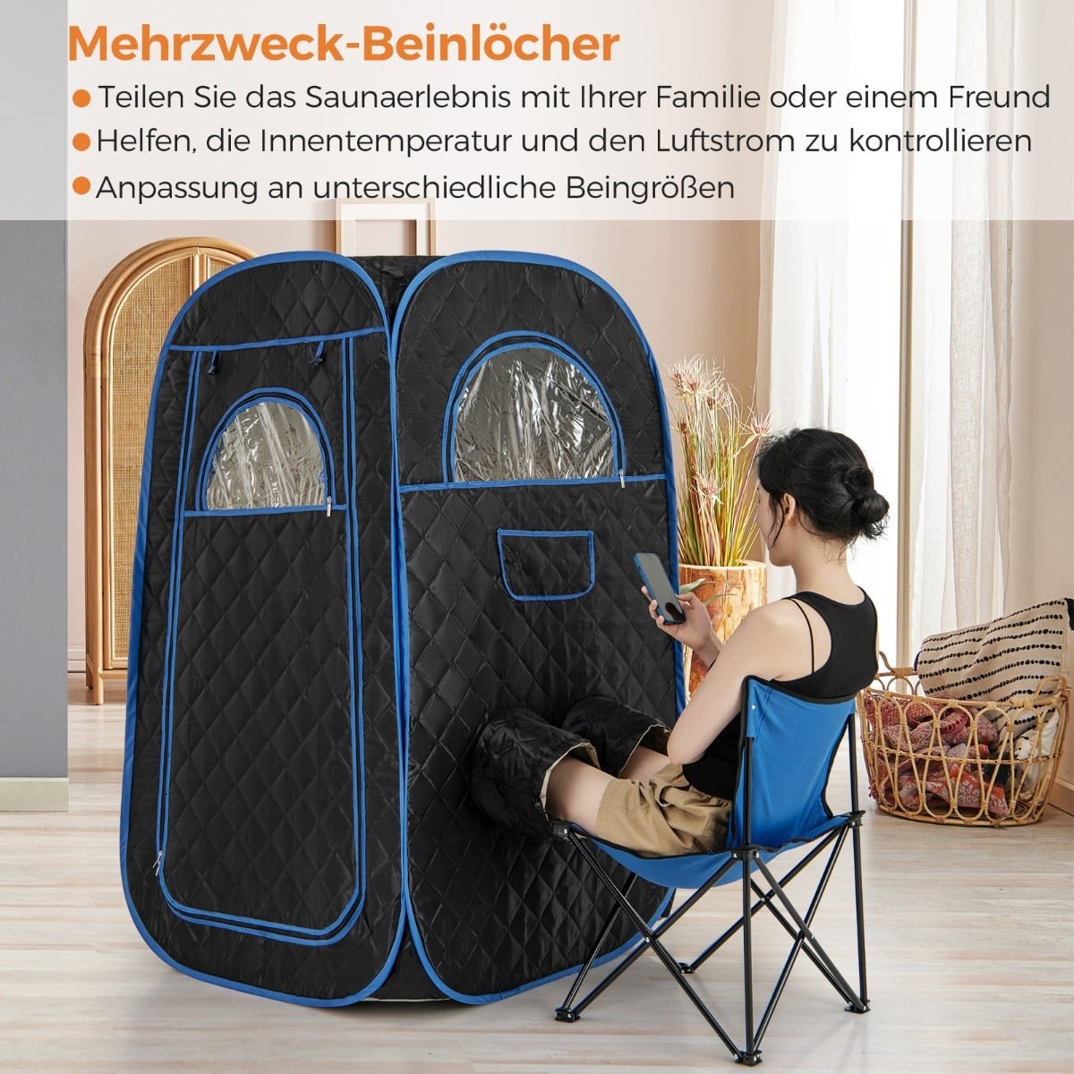 Portable Home Sauna with 3L Steam Generator, Black