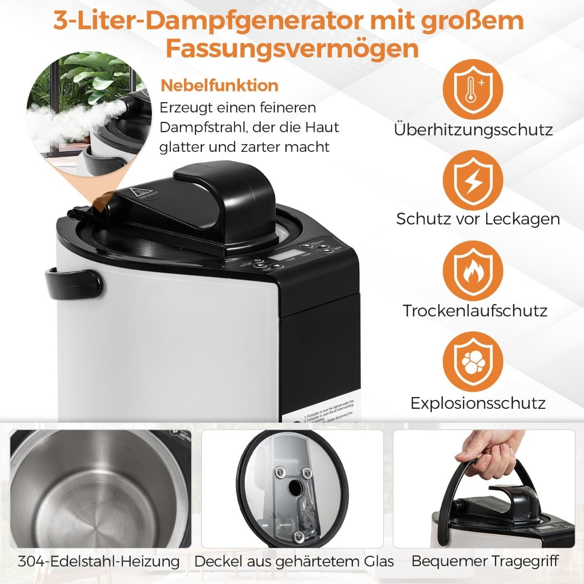 Portable Home Sauna with 3L Steam Generator, Grey