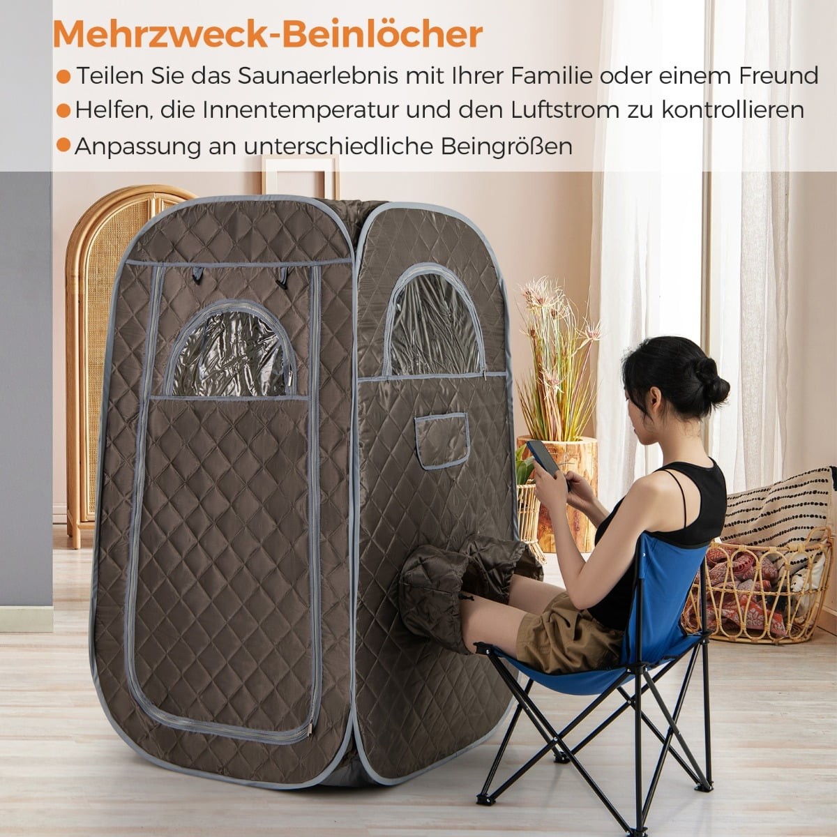 Portable Home Sauna with 3L Steam Generator, Grey