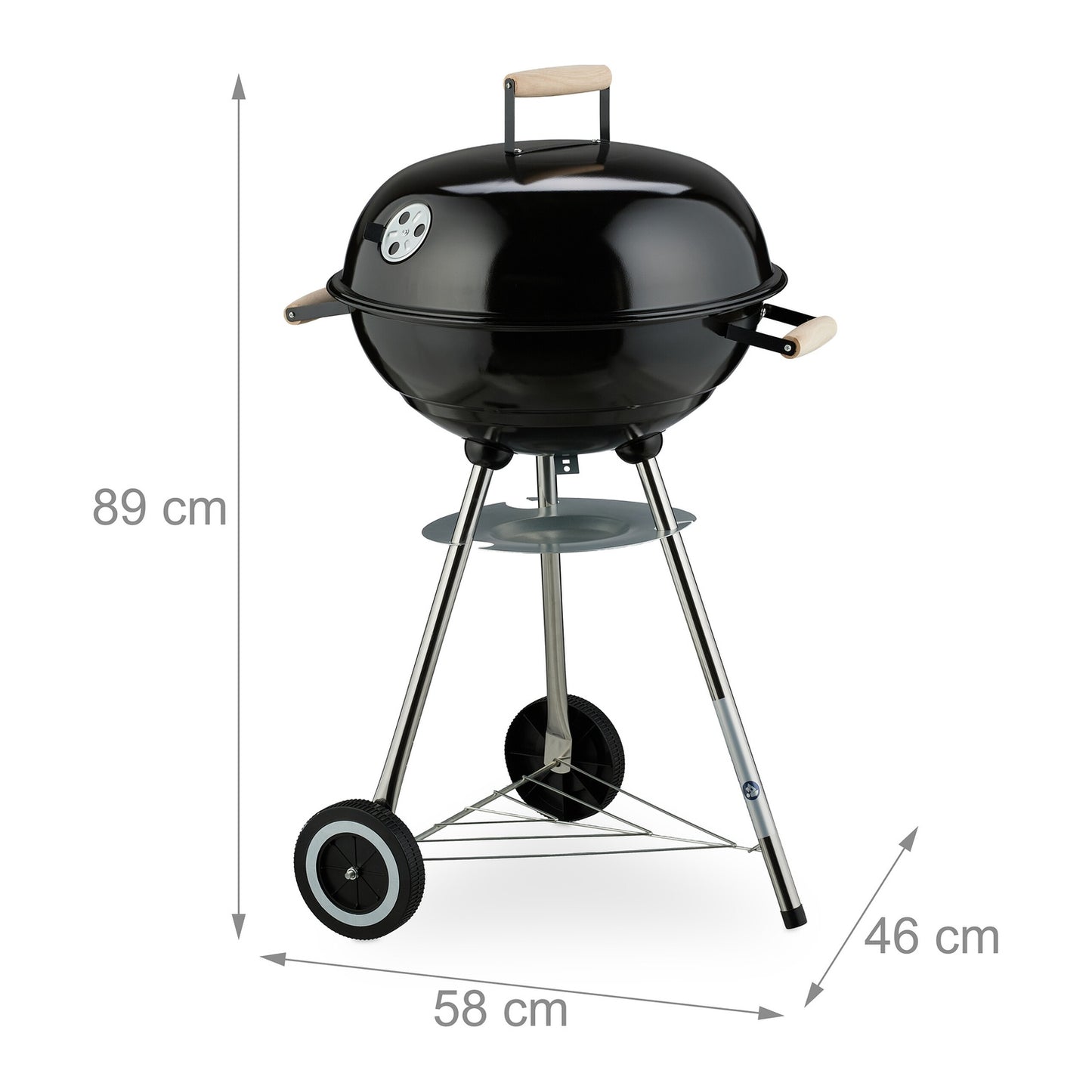 Portable Kettle BBQ Grill with Ash Catcher & Wheels