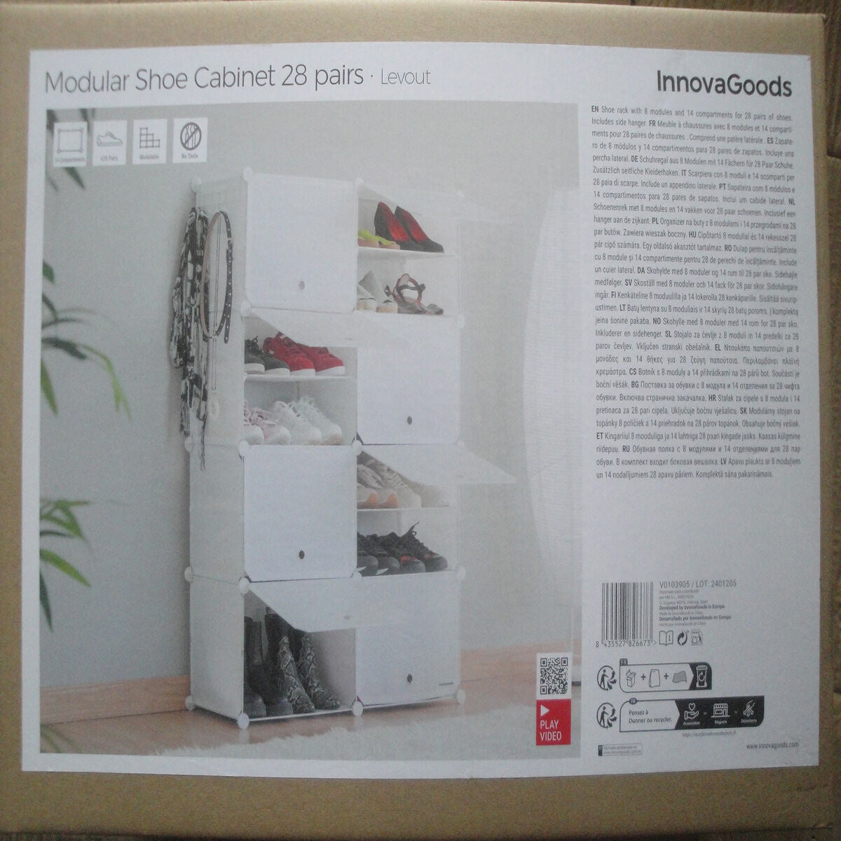 Portable Modular Shoe Cabinet InnovaGoods White - 28 pairs