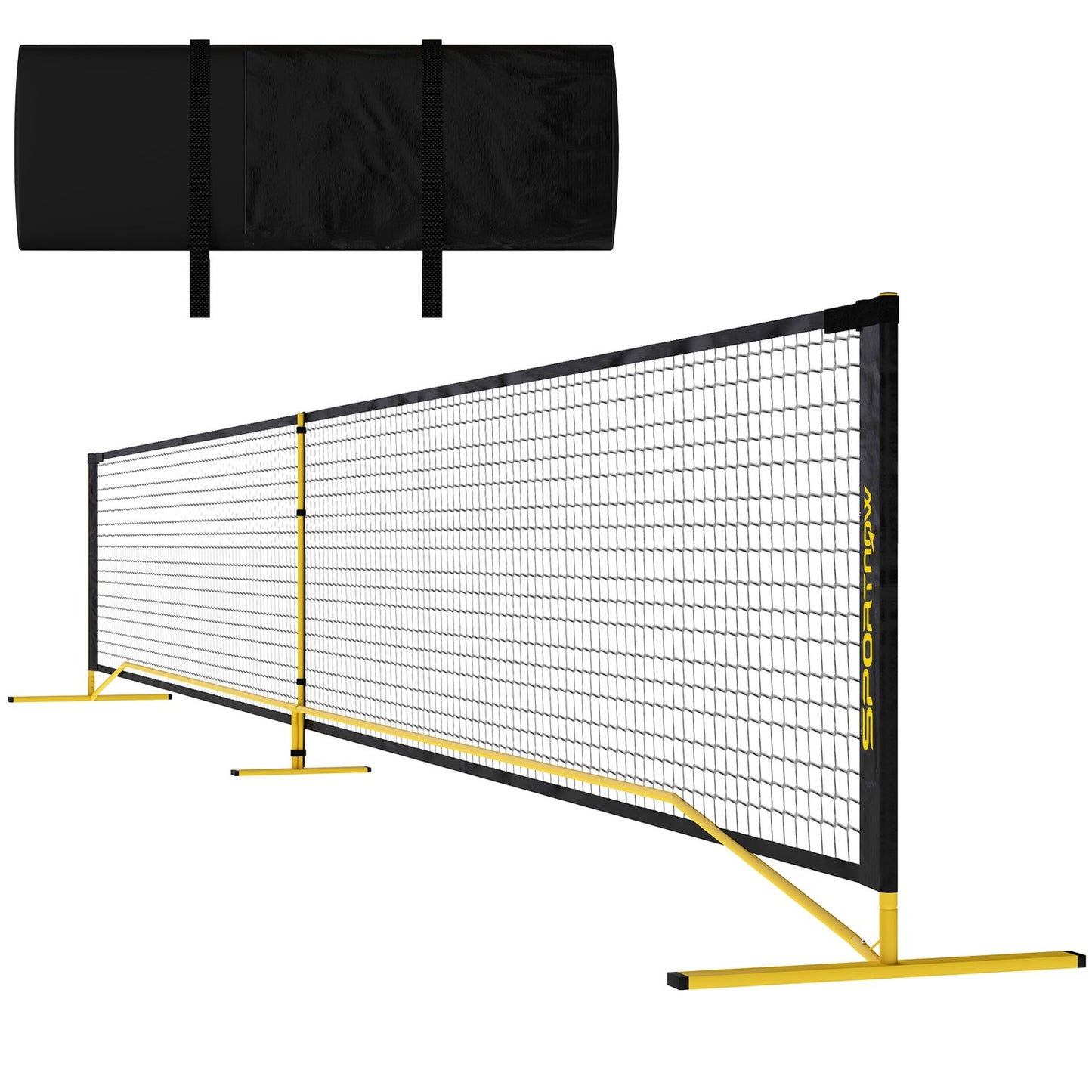 Portable Pickleball Net 6.7m with metal frame and carrying case