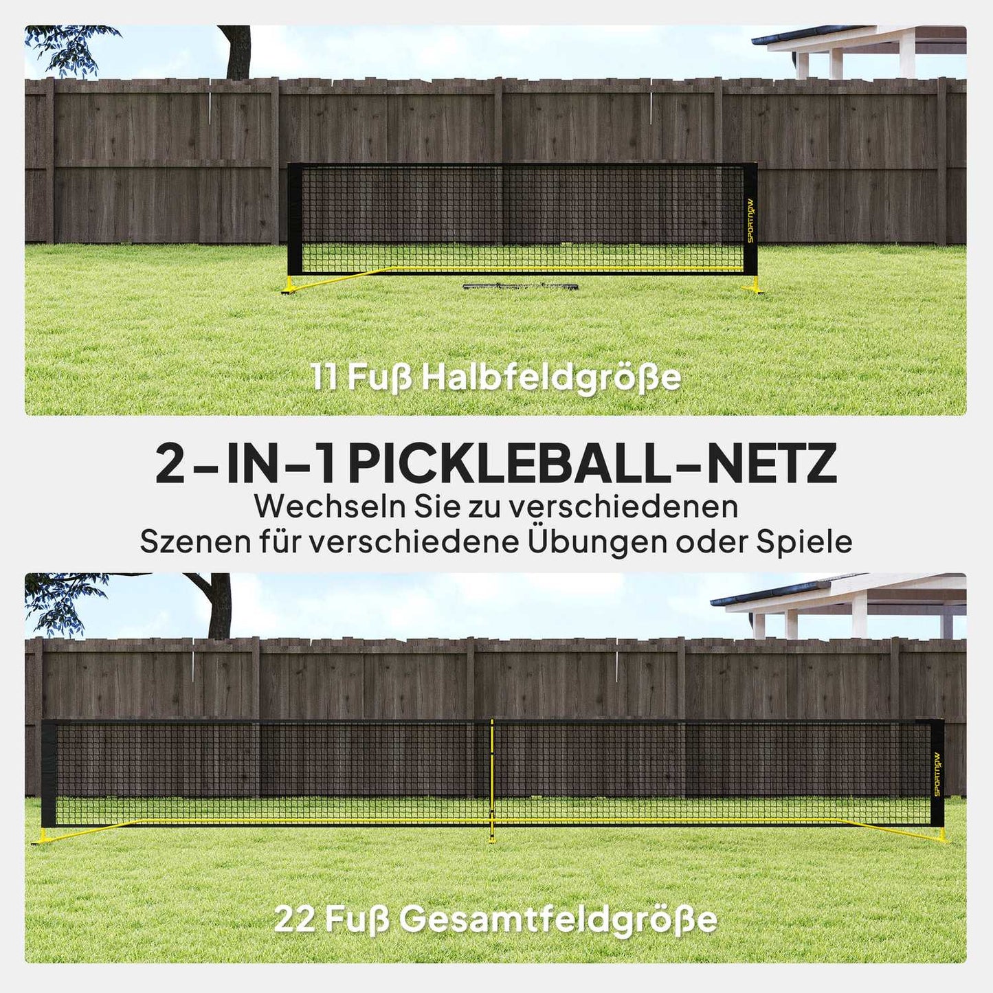 Portable Pickleball Net 6.7m with metal frame and carrying case