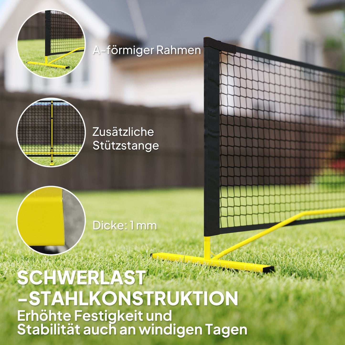 Portable Pickleball Net 6.7m with metal frame and carrying case