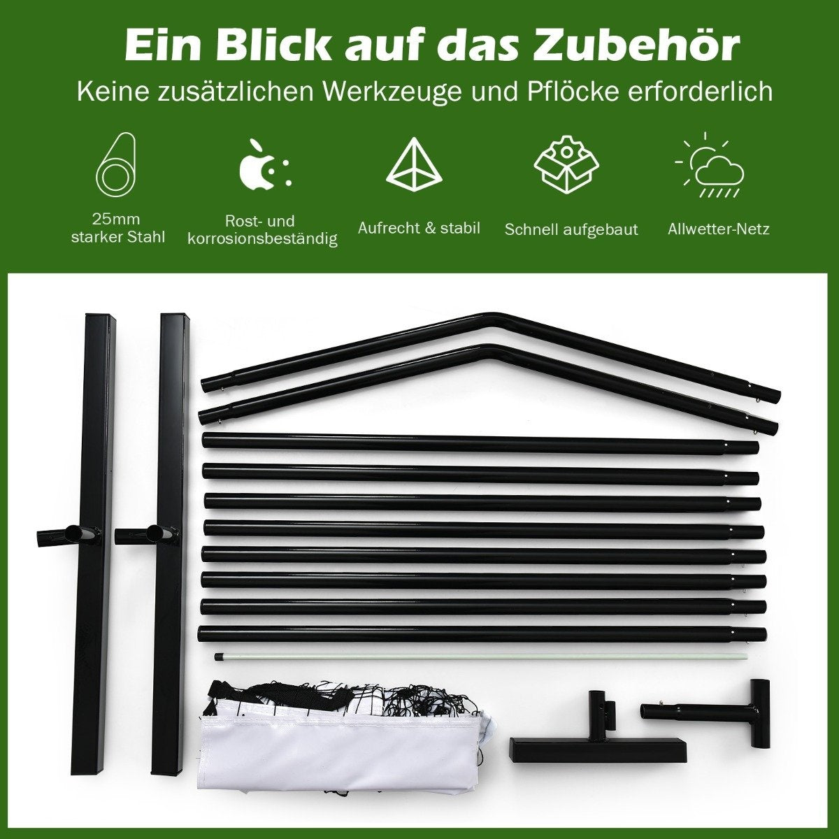 Portable Pickleball Net with Metal Tubes Strong Polyester Net & Oxford Cloth Carry Bag Weatherproof Sports Net 670cm Long