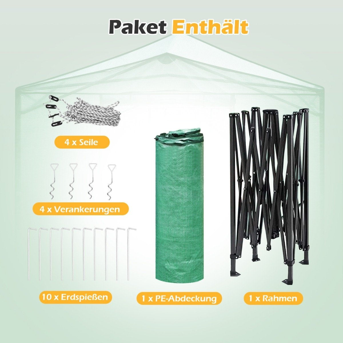 Portable Pop-up Greenhouse Walk-in Garden Greenhouse 180 x 250 x 230 cm Green