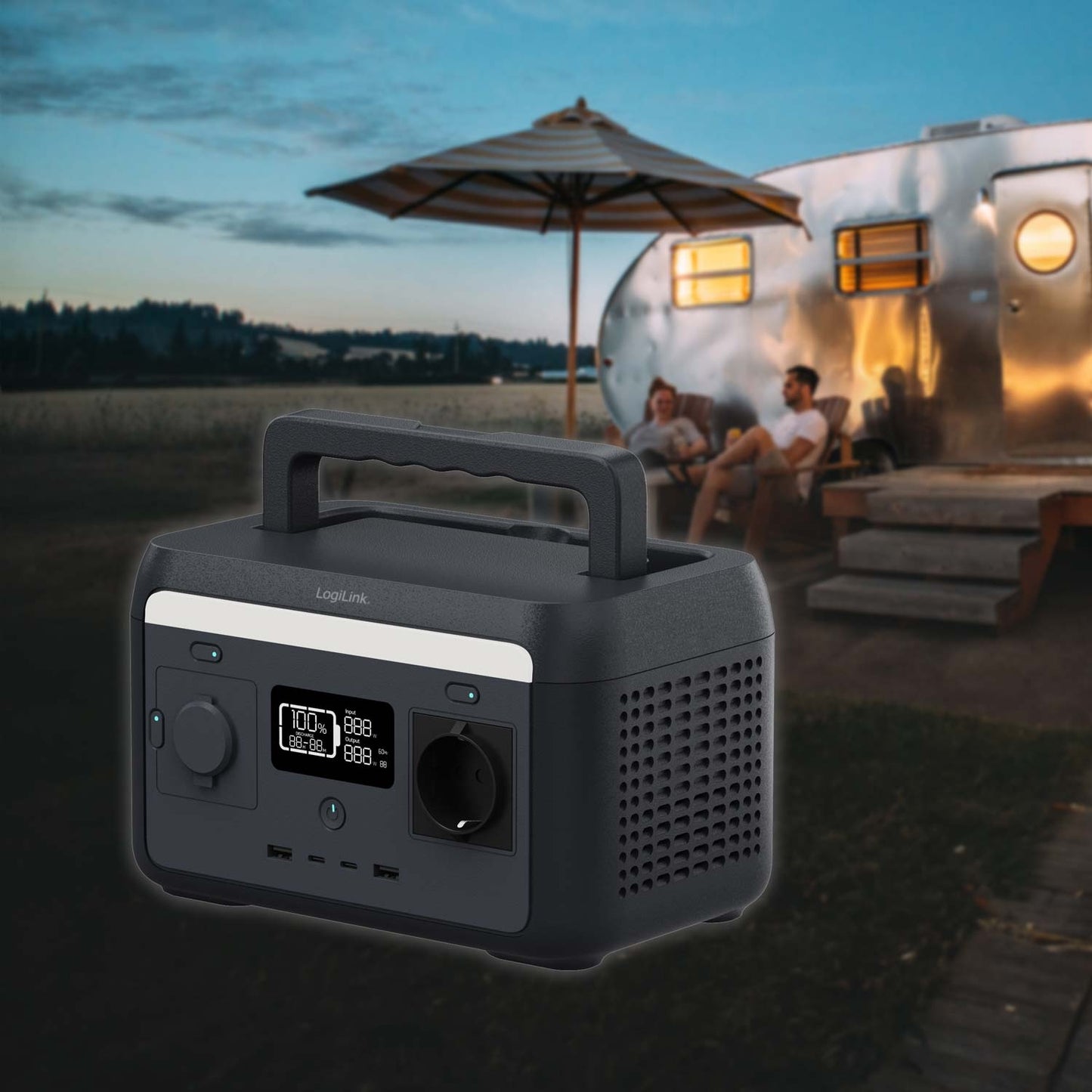 Portable Power Station 300W, 204.8Wh, 6 Ports, LED Light