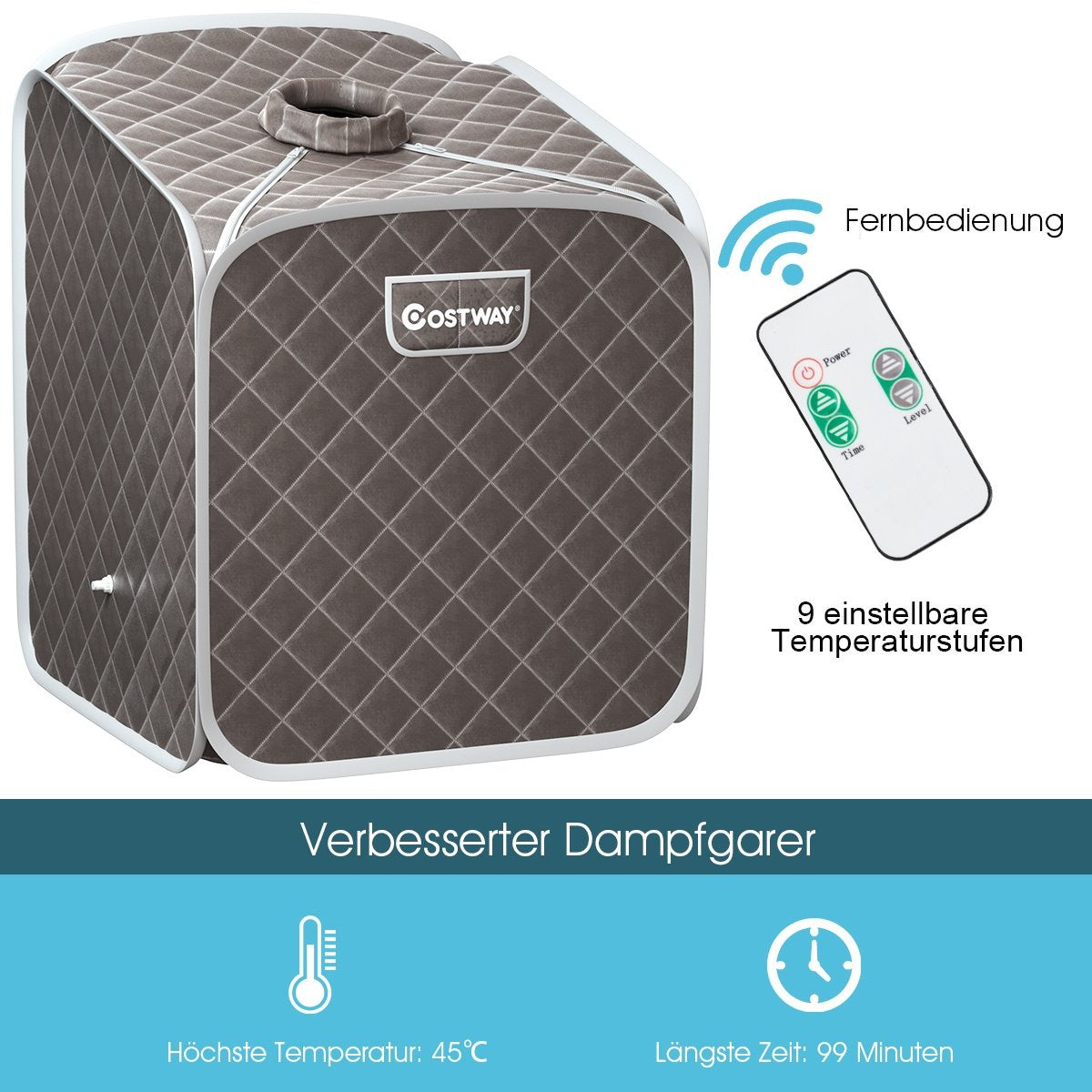 Portable Steam Sauna with Chair, Foot Roller, Absorbent Mat