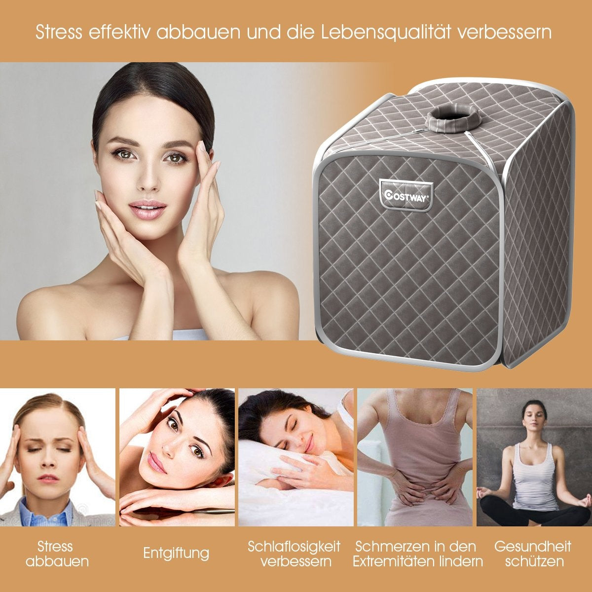 Portable Steam Sauna with Chair, Foot Roller, Absorbent Mat