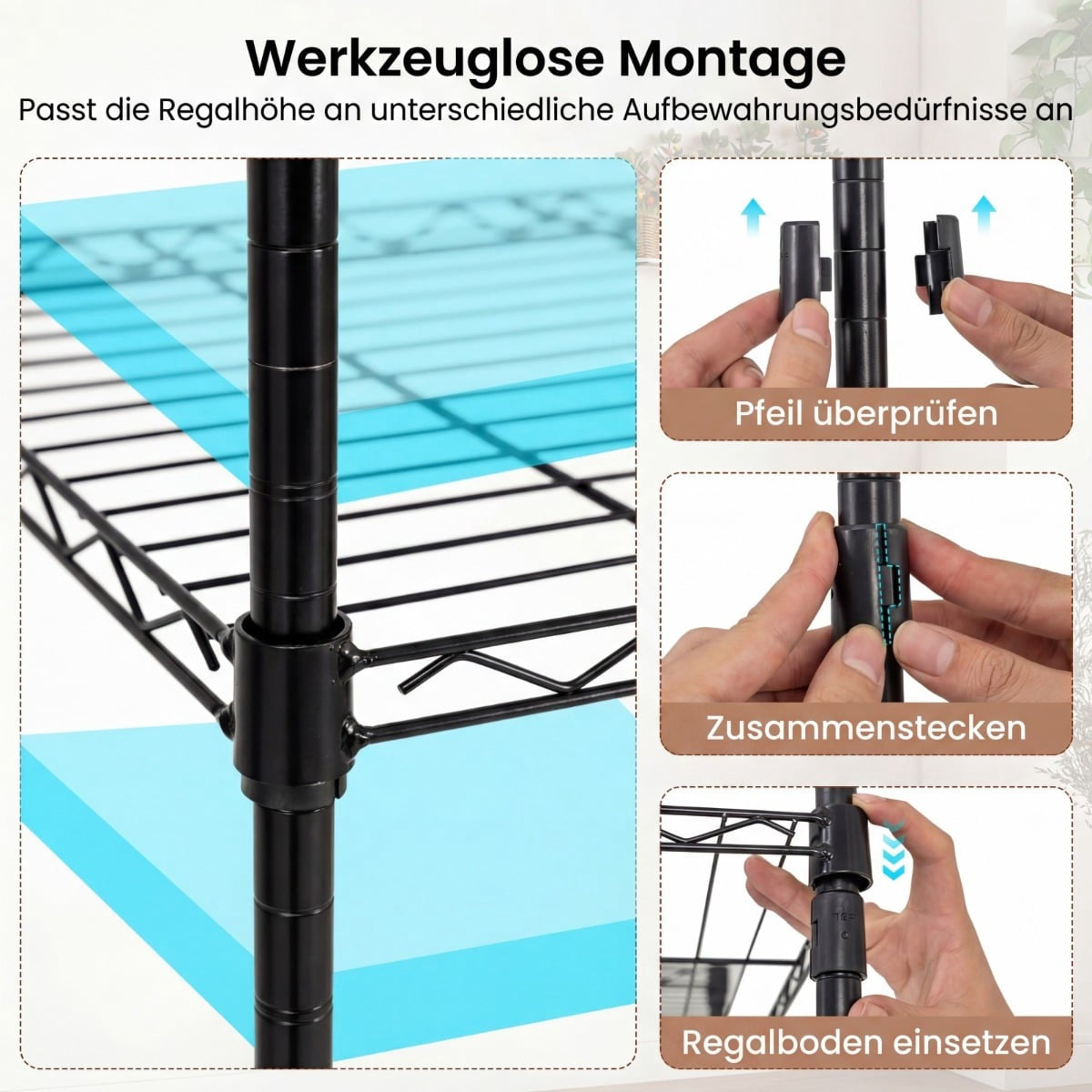 Portable Wardrobe with L-Shape & Horizontal Mount, Black