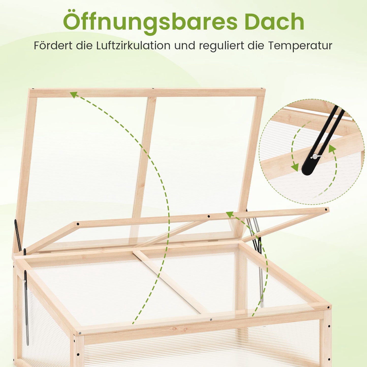 Portable Wooden Greenhouse with Adjustable Roof, 94x63x40 cm