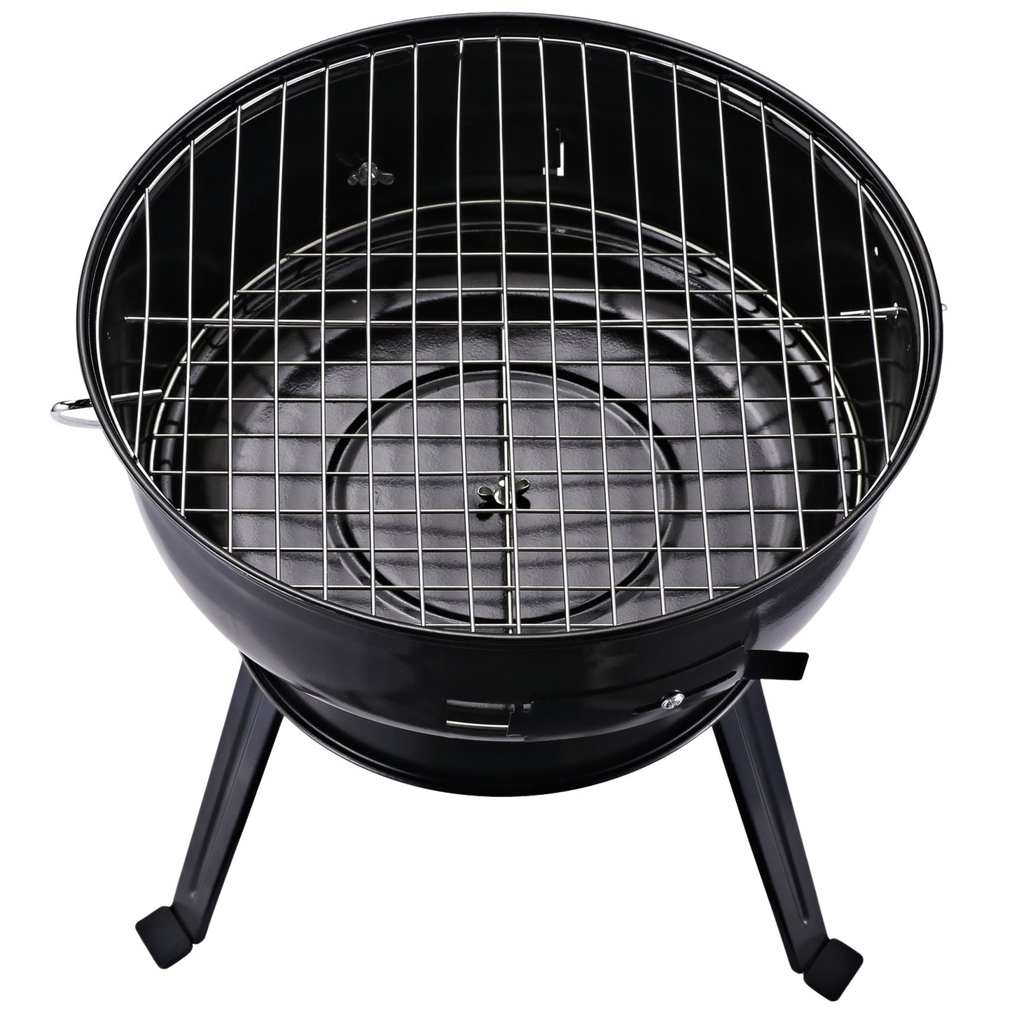 Portable charcoal grill with wind protection, metal