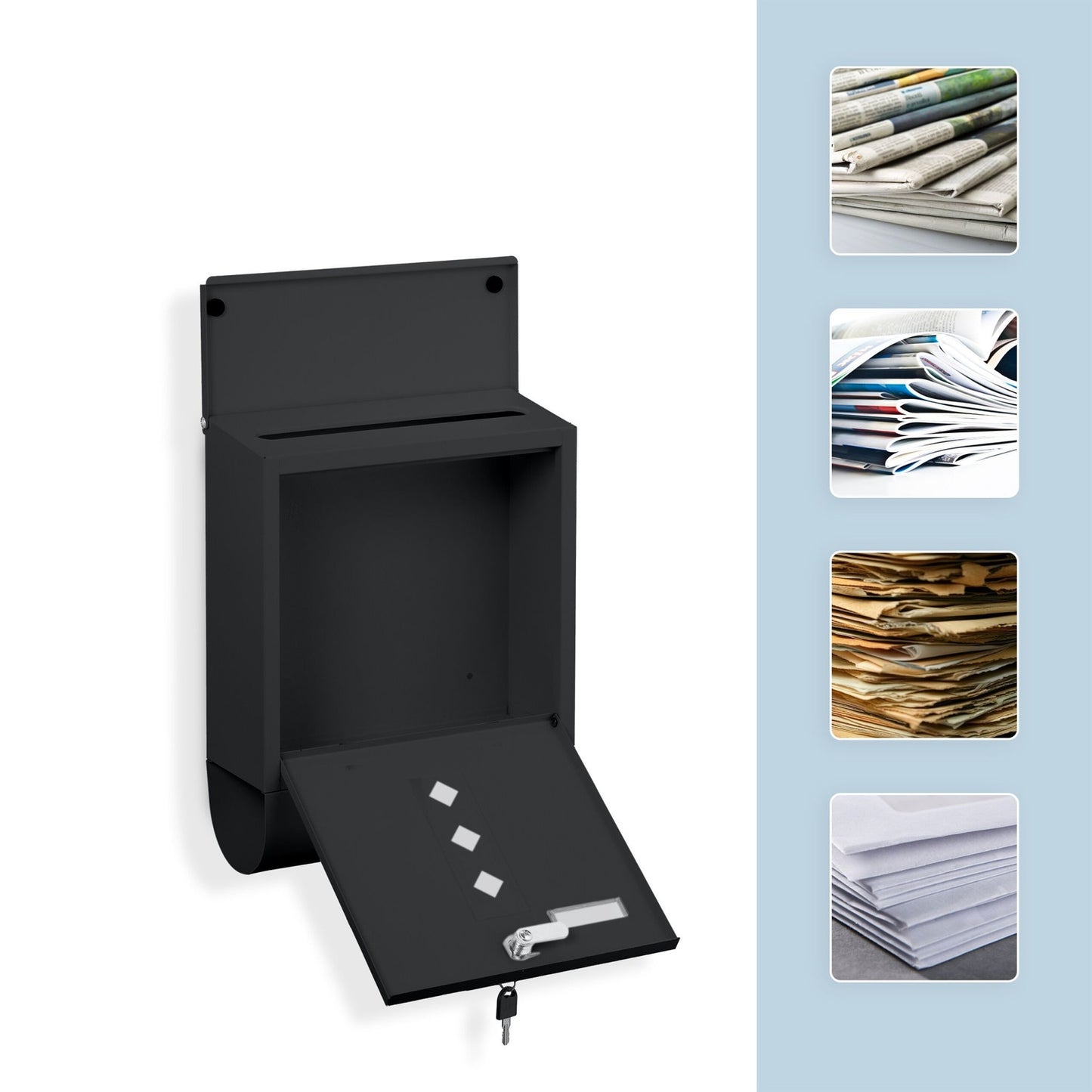 Postbox with Newspaper Holder – Matte Metal Finish
