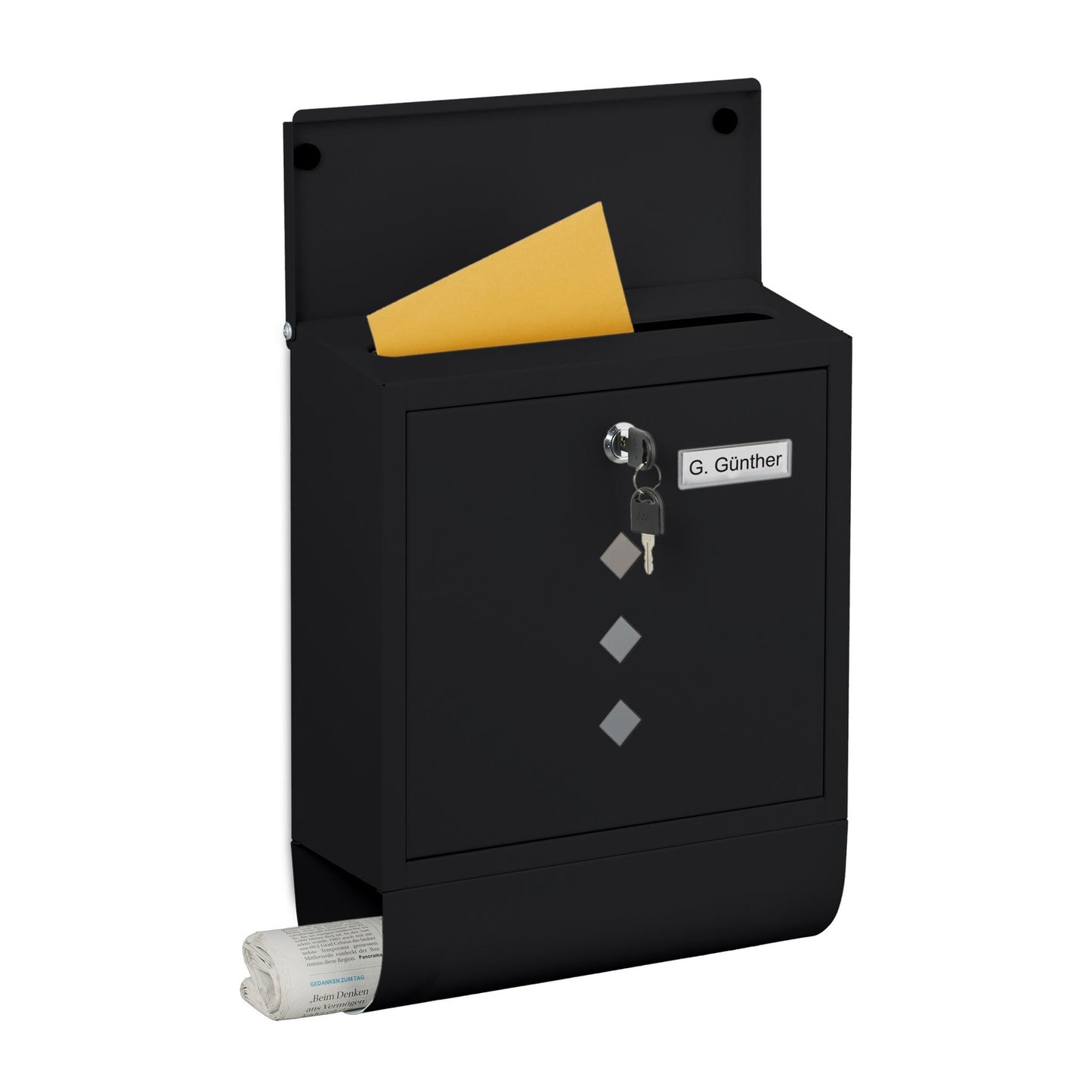 Postbox with Newspaper Holder – Minimalist Metal Design