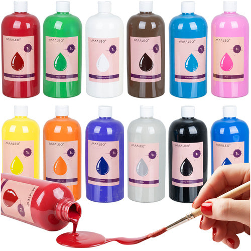 Poster Paint Set, 12 Colors, 1L Each