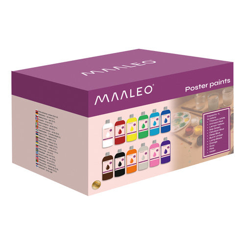 Poster Paint Set, 12 Colors, 1L Each