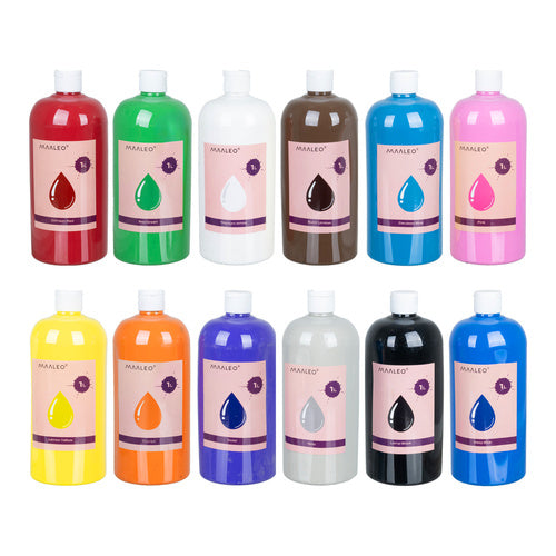 Poster Paint Set, 12 Colors, 1L Each