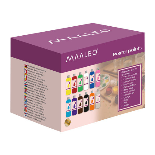 Poster Paint Set – 12 Colors, 500ml Each