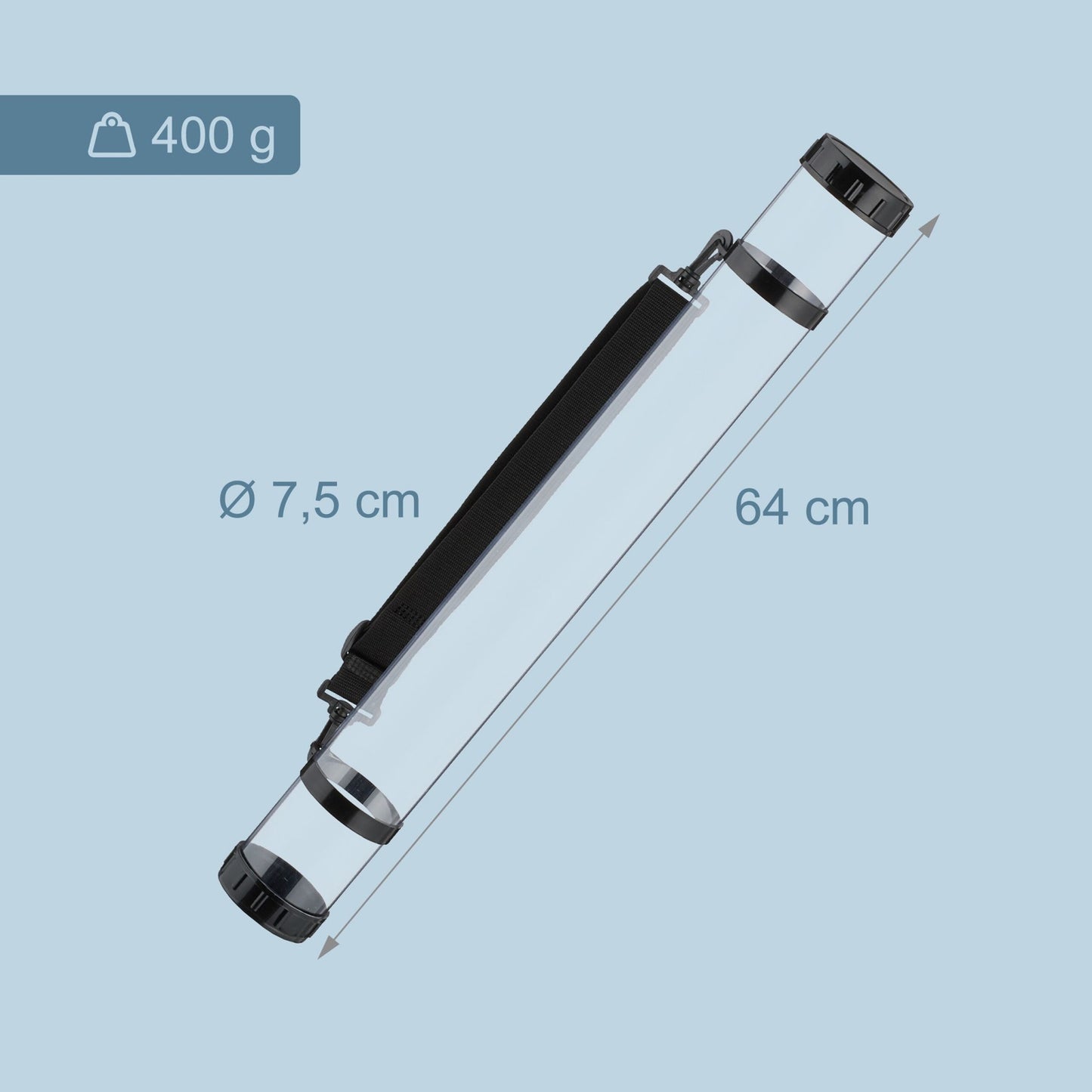 Poster Tube for Safe Transport, Transparent, Adjustable Strap