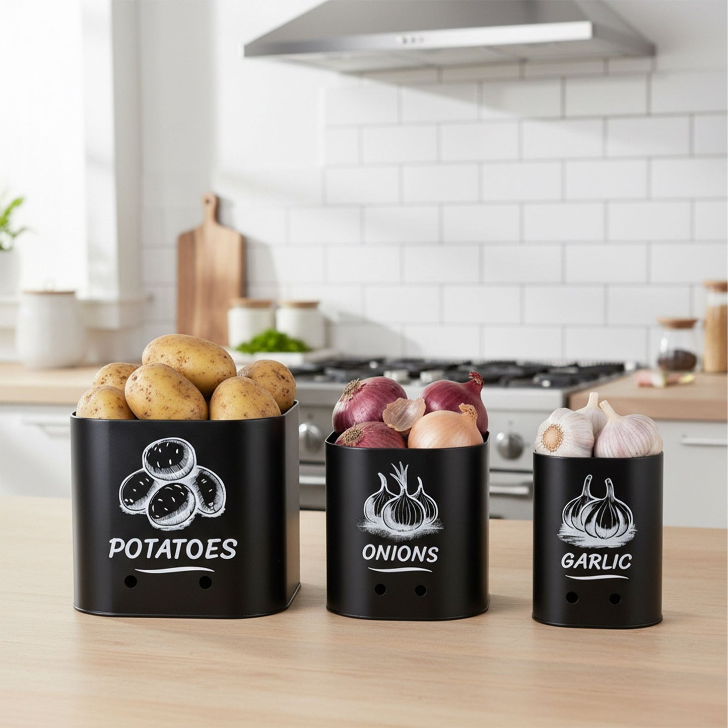 Potato, Onion, Garlic Storage Box Set – Ventilated