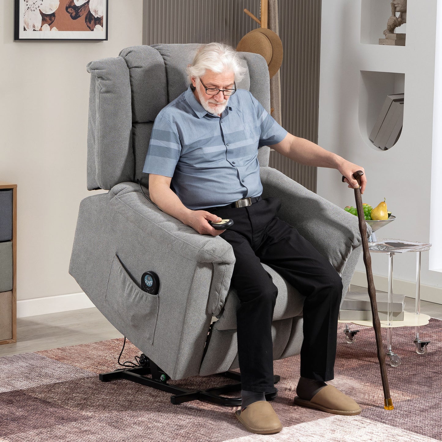 Power Lift Recliner Chair with Massage & Heat, Dark Grey