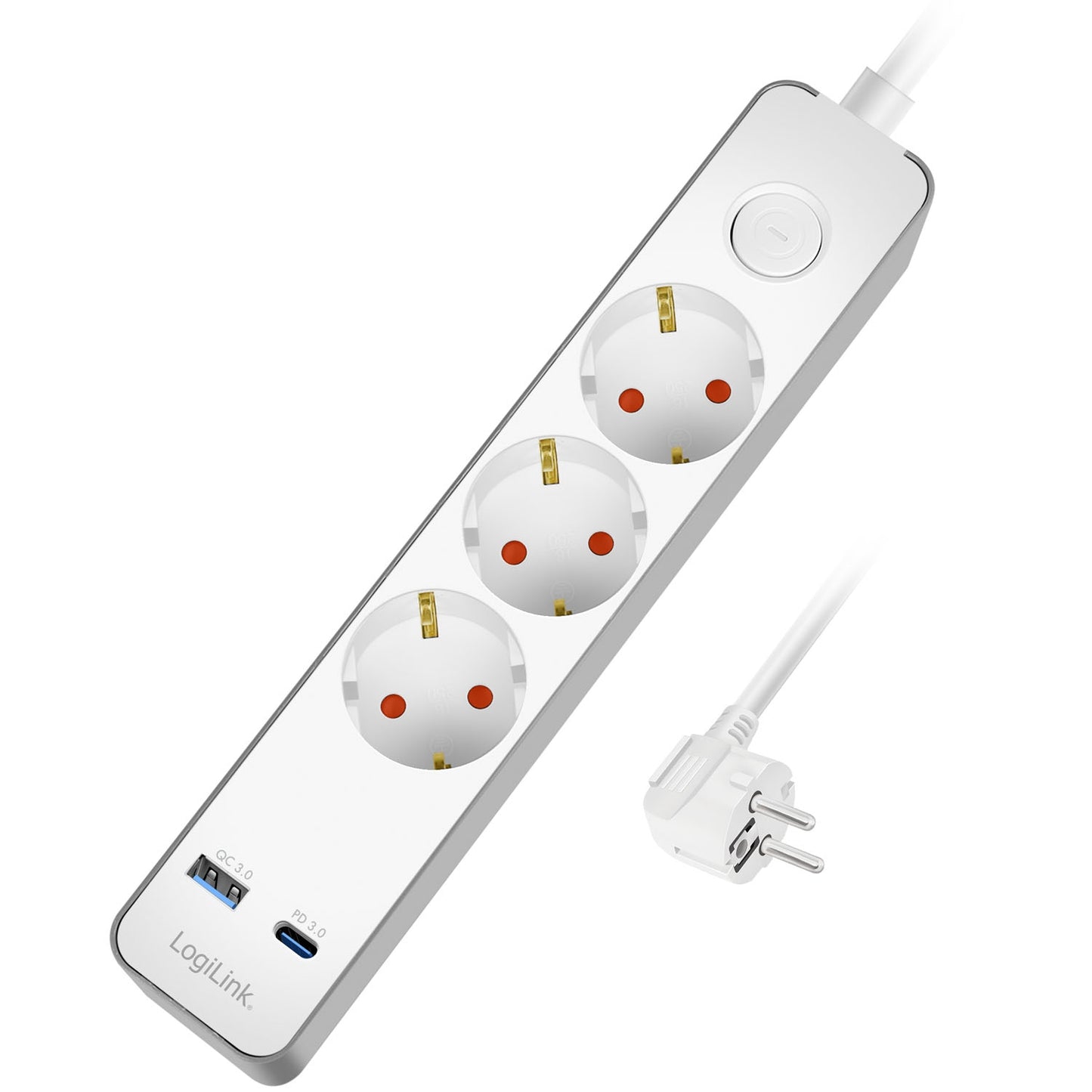 Power Strip 3-Way + USB-A/USB-C PD 20W, 1.4m, White