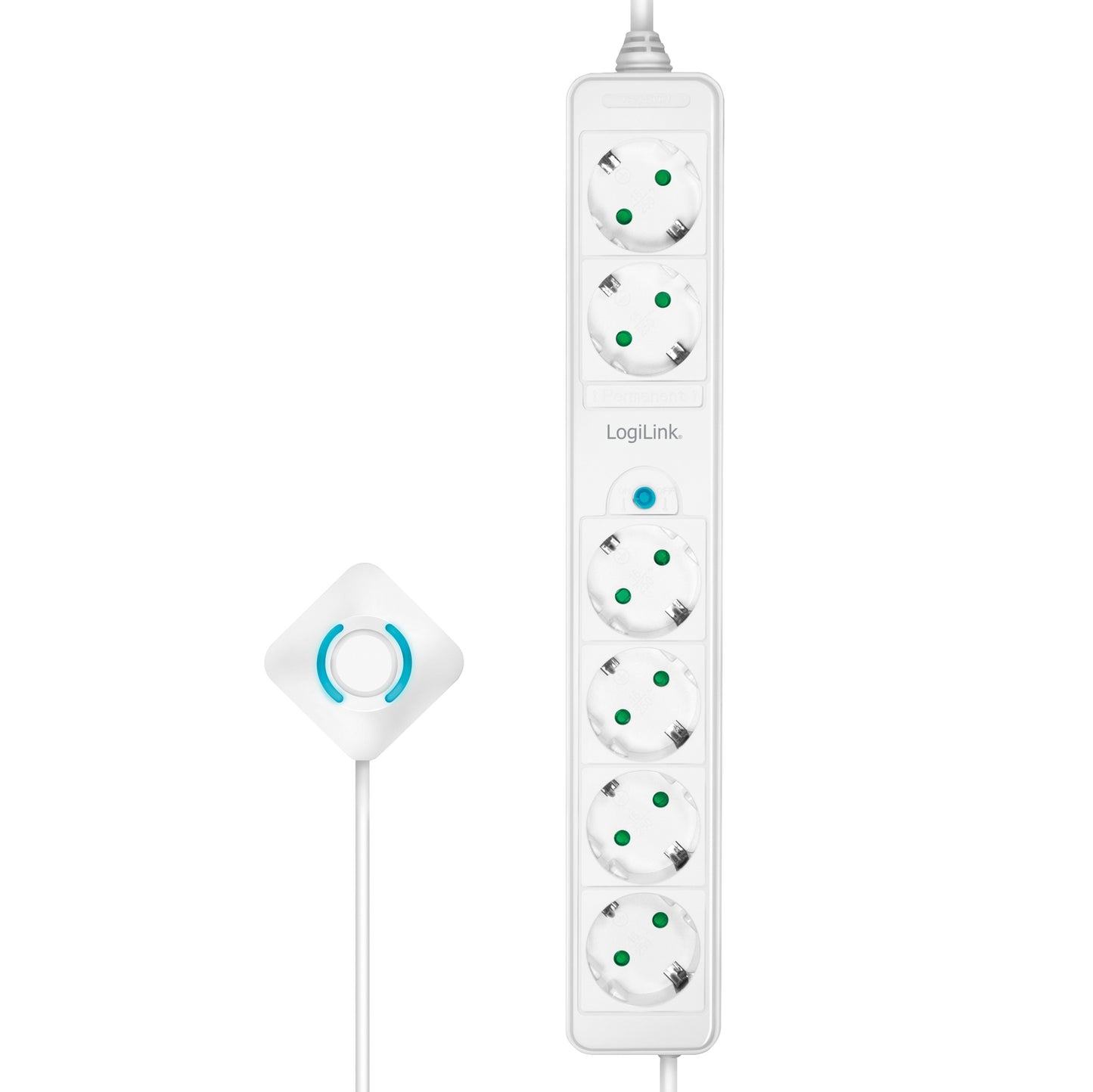 Power outlet 4+2-way with foot switch White