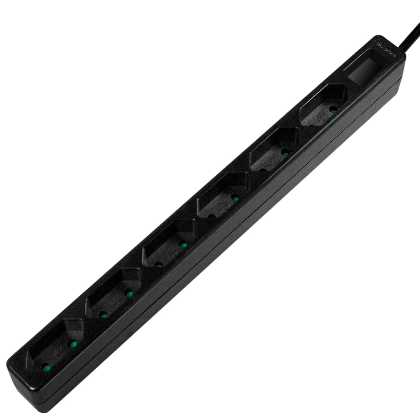 Power outlet Slim Euro 6-way 1.5m Black