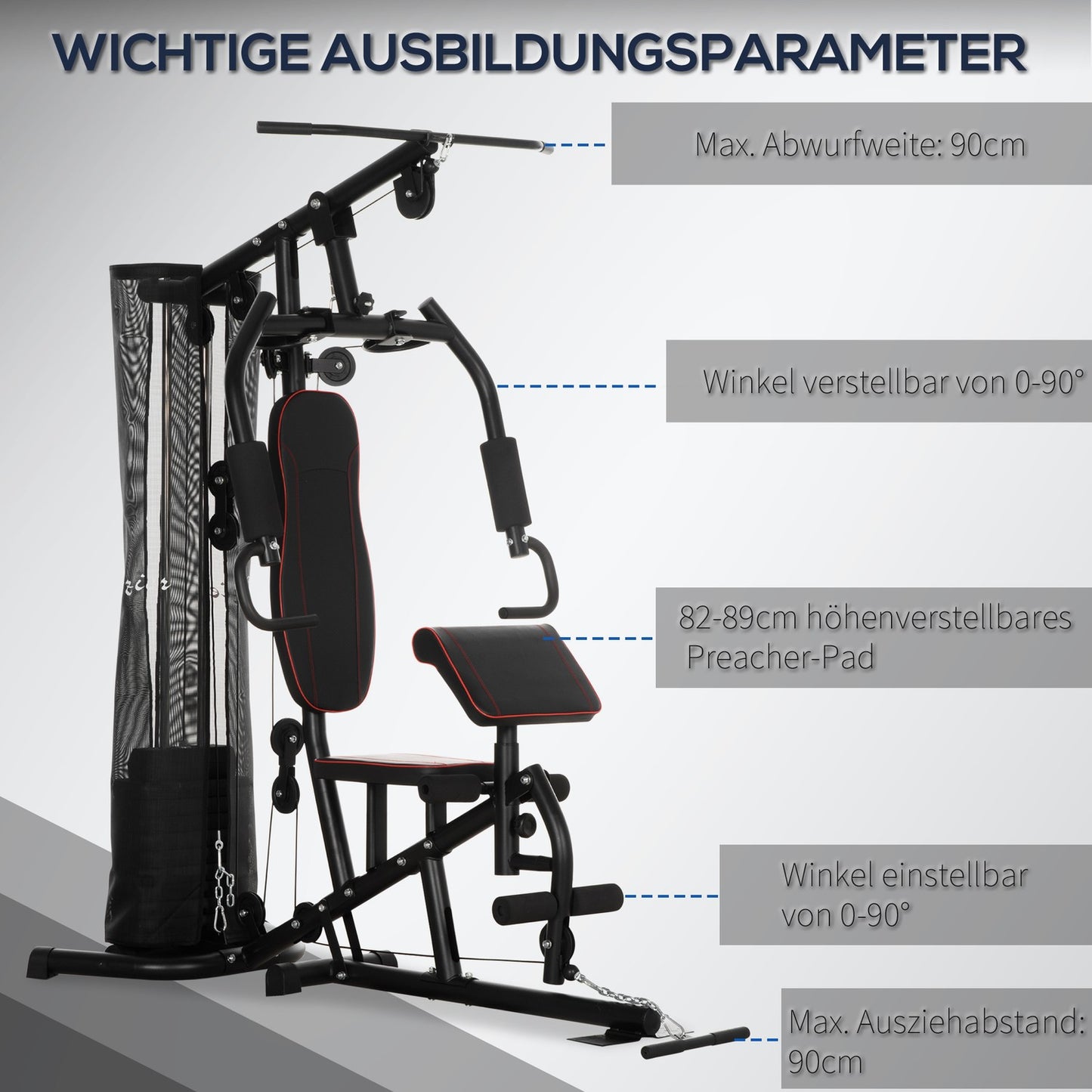 Home Gym Power Station – 45 kg weights, lat pull, bench