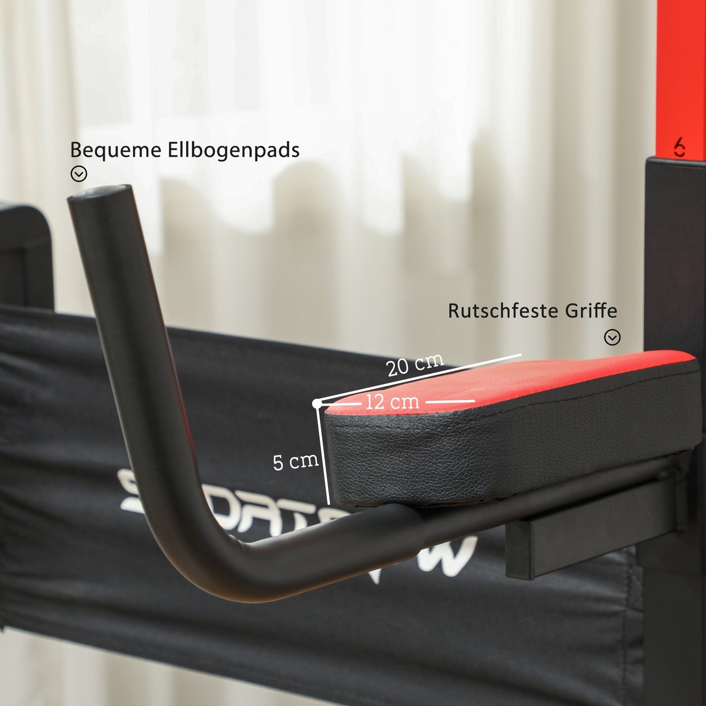 Adjustable collapsible Power Tower 127-223 cm for Home Gym
