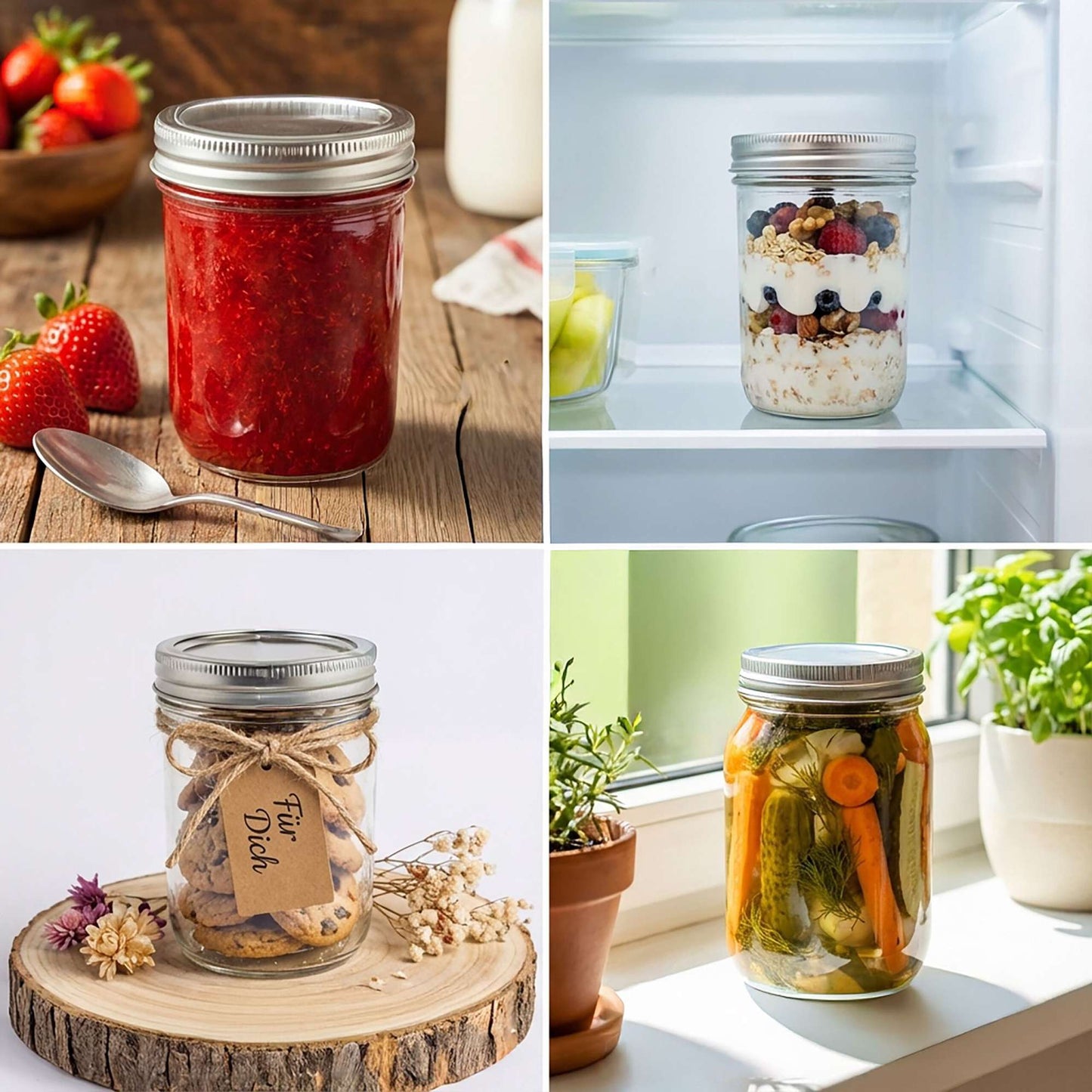 Preserving Jars with Lids, Airtight, Set of 8