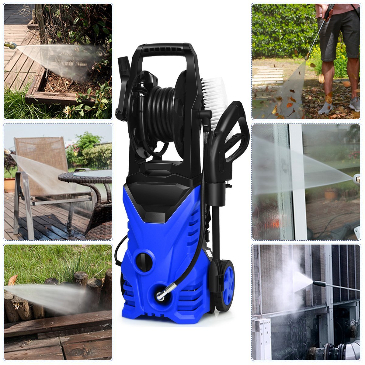 Pressure washer patio cleaner blue/red 27 x 27 x 68 cm -Blue