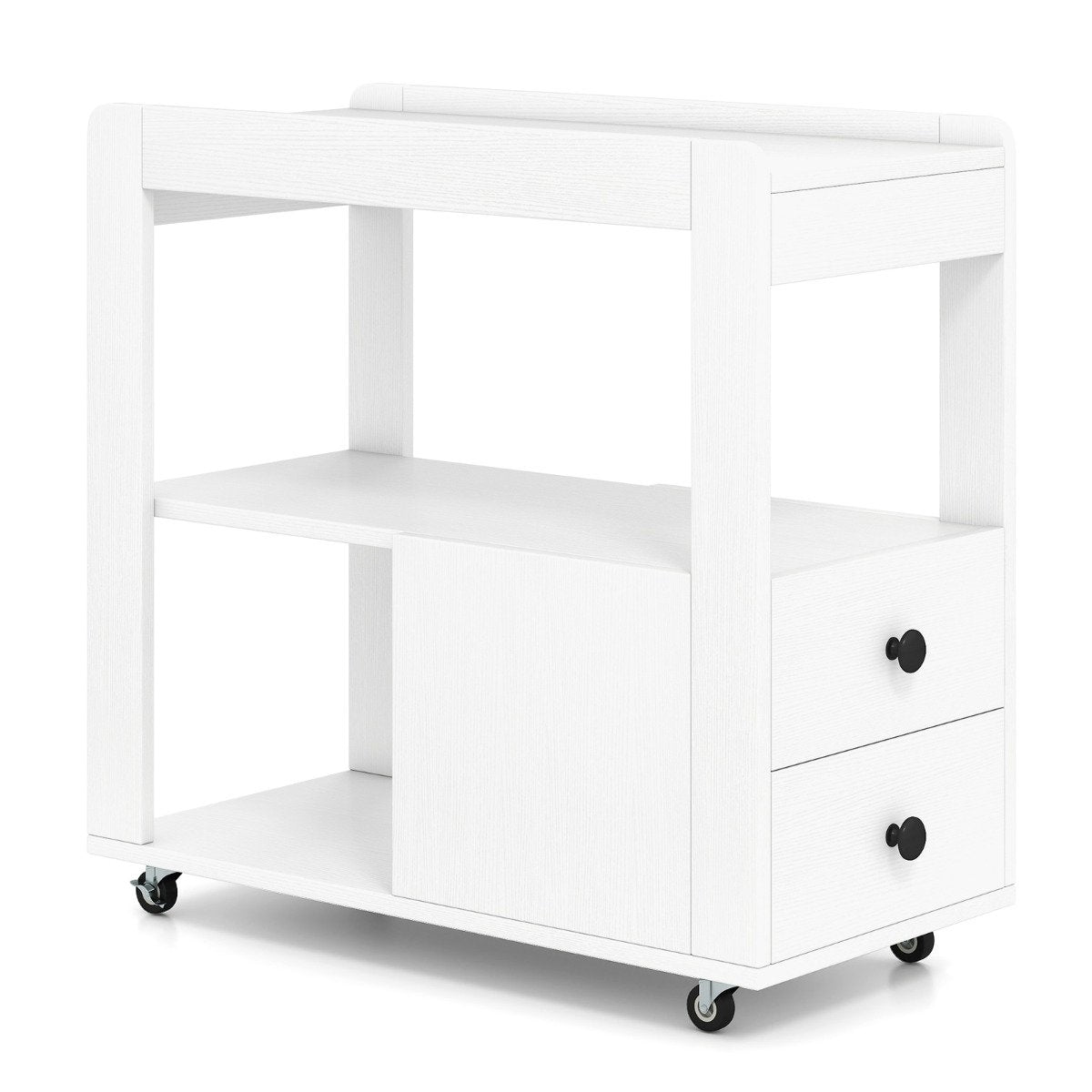 Printer Stand with Wheels, 2 Drawers, and Shelves
